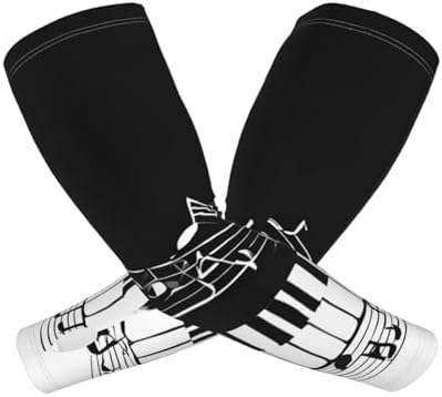 (Black White Music Note) Cooling Arm Sleeves with Thumb Hole Outdoor Gardening Sun Sleeves for Men Women