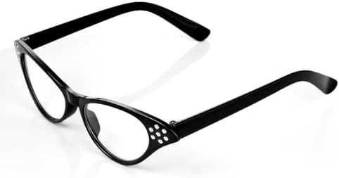 Pistha 50s Cat Eye Rhinestone Glasses Old Lady Granny Costume Glasses for Women Hip Hop Halloween Carnival Party Favor