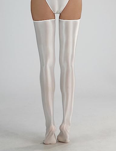 FEOYA Women’s Shiny Thigh High Stocking Glossy Metallic Shimmery Stockings Party Club Cosplay