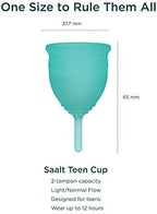 Saalt Teen Menstrual Cup – Reusable Period Cup – Made for Comfortable, Leak-Free Protection Up to 12 Hours – BPA & Latex Free - Wild Rose
