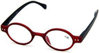 Agstum Designer Small round Oval Vintage Spring Hinge Reading Glasses Eyeglasses Readers (+2.00, Red frame with black temples)