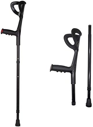 Lightweight Foldable Forearm Crutch, Aluminum Walking Stick,Height Adjustable, Ergonomic Handle with Comfortable Grip 2ZG-02BM (Black)
