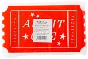 My Mind’s Eye Carnival Ticket Shaped Napkins – Fun Party Paper Napkins for Carnival Birthday Parties Circus Themed Dessert Tables and Kids Celebrations – 7.75 x 4.25 Inches, 24 Pack