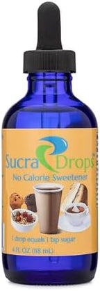 SucraDrops 4 oz Bottle of Premium Liquid Sucralose Sweetener, 1,180 Servings x 2 drops per serving size, totaling 2,360 drops