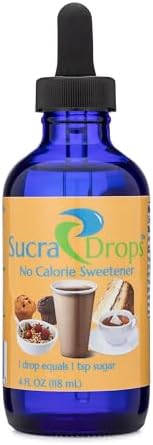 SucraDrops 4 oz Bottle of Premium Liquid Sucralose Sweetener, 1,180 Servings x 2 drops per serving size, totaling 2,360 drops