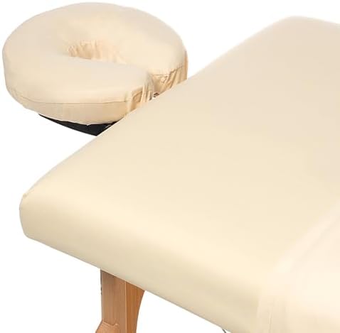 Saloniture 3-Piece Microfiber Massage Table Sheet Set - Premium Facial Bed Cover - Includes Flat and Fitted Sheets with Face Cradle Cover - Natural
