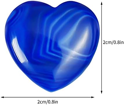 Marrywindix 15 Packs 0.8 Inch Healing Crystal Natural Blue Agate Heart Love Carved Palm Worry Stone Chakra Reiki Balancing