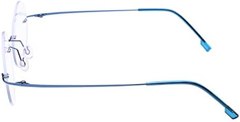 Fuisetaea Rimless Round Reading Glasses Titanium Lightweight Readers Eyeglasses Men Women