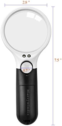 2 Pack Magnifier 3 LED Light, Marrywindix 3X 45X Handheld Magnifier Reading Magnifying Glass Lens Jewelry Loupe