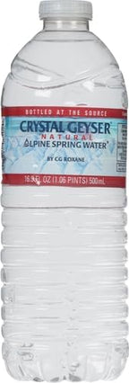 Crystal Geyser Natural Alpine Spring Water, Drinking Water Bottled at the Source, 16.9oz Bottles, 24-Pack