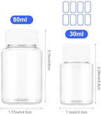 6 Pcs Clear Pill Bottle 30ml/80ml Plastic Medicine Containers Sample Jar with Caps Refillable Tablet Storage Holder Empty Reagent Chemical Organizers Small Travel Pill Cases for Liquid Solid