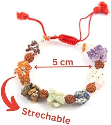 Hitech Chips Chakra Rudraksha Drawstring Bracelet Provider Chakra Stretch Balancing Positive Energy Aura Gift Metaphysical Peace Divine Spiritual Love Harmony Luck