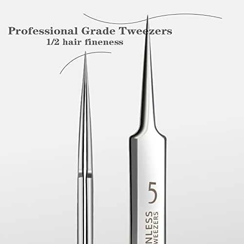 Professional Facial Blackhead Remover Tweezers,3Pcs Precision Pimple Popper Tool Kit for Whitehead Ance Blemishs Comedones Stainless Steel Makeup Tool - Matte