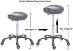 Hydraulic Saddle Stool with Wheels Height Adjustable Stylish Ergonomic Rolling Swivel Chair for Hygienic Clinic Salon Tatoo Massage Office (Black)