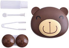 2 Pcs Pink Pig Contact Lens Case Travel Kit, Cute Portable Panda Bear Animal Contact Lens Box Holder Soak Storage Container with Mirror Bottle Tweezers Stick Remover Tool(Random 2 Style)