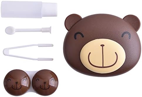 2 Pcs Pink Pig Contact Lens Case Travel Kit, Cute Portable Panda Bear Animal Contact Lens Box Holder Soak Storage Container with Mirror Bottle Tweezers Stick Remover Tool(Random 2 Style)