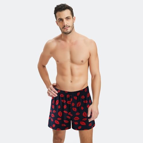 Mens Boxers Premium 100% Cotton Soft Loose Pajama Plaid Sleep Shorts Male Short Leg Funny Boxers Small Medium Large