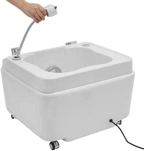 Acrylic Massage Footbath Tub, 110v Portable Foot Bath Spa Pedicure Tub with Surf Massage Mode & Colorful Lamp, Hot and Cold Water Adjustable Foot Bath Tub with Hand Shower & Wheels, for Salons Homes