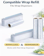 Plastic Wrap Refill Roll Compatible with Wrap Dispenser Systems, Fits Dispenser Models B09WLLL6GL，12 Inch x 266 Ft Press Seal Food Wrap, BPA Free Microwave Safe Cling Wrap for Food Storage, 2 Pack