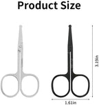 2 Pieces Nose Hair Scissors Rounded Tip Scissors Facial Hair Trimming Stainless Steel Blunt Tip Trimmer for Eyebrows,Nose,Moustache,Beard, Grooming (Silver and Black)