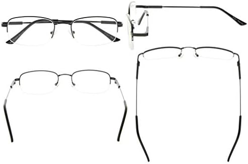 Eyekepper Bendable Titanium Memory Reading Glasses Men Women Half-Rim Readers (Black,+ 2.50)