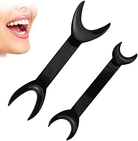 8 Pack Black T-Shape Intraoral Cheek Lip Retractor, 4 Large Size+4 Small Size Double Head Mouth Opener for Teeth Whitening Retractor, Dental Orthodontic Oral Care Tool