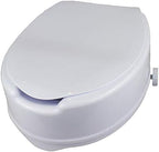 Mobiclinic®, Raised toilet seat, With toilet lid, 6 inches, Adaptable to oval toilets, Lateral fixation system, Toilet lift seat for the elderly, Spanish brand, model Titán