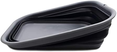 SAMMART 12L (3.17 Gallon) Collapsible Tub - Foldable Dish Tub - Portable Washing Basin - Space Saving Plastic Washtub (1, Grey/Black)