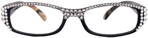 Rosie "NY Fifth Avenue Bling Reading Glasses (Black Frame) with Clear Genuine European Crystals on the Full Top."