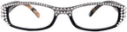Rosie "NY Fifth Avenue Bling Reading Glasses (Black Frame) with Clear Genuine European Crystals on the Full Top."