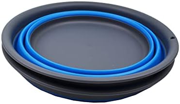 SAMMART 5.5L (1.45 Gallon) Set of 2 Collapsible Tub - Foldable Dish Tub - Portable Washing Basin - Space Saving Plastic Washtub (Grey/Blue (Set of 2))