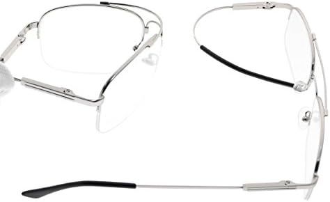 Eyekepper Half-Rim Womens Reading Glasses Memory Titanium Bendable Mens Readers (Silver,+0.50)