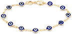 Barzel 18K Gold Plated Multicolored Evil Eye Bracelet for Women - Made in Brazil