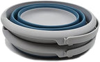 SAMMART 8.5L (2.2 Gallon) Collapsible Plastic Bucket - Foldable Round Tub - Portable Fishing Water Pail - Space Saving Outdoor Waterpot. Size 31cm Dia (Grey/Steel Blue, 2)