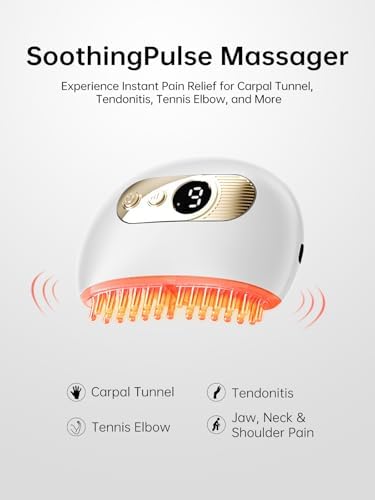 Hand Massager with Heat and Vibration – Electric Wrist and Elbow Massager for Carpal Tunnel, Arthritis, Tendonitis, Thumb & Joint Pain Relief (White)