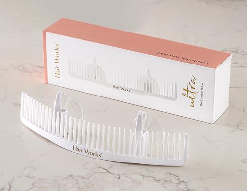 Hair Works ULTRA Hair Extension Holder - Professionally Designed to Hold Extra Wide Wefts including Halos, Hand Tied, Beaded Wefts and Full Bundles While You Wash, Color, Style & Store (White)