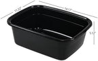 12 Quart Plastic Wash Basins, Rectangular Plastic Washing Pans, Black, 4 Packs