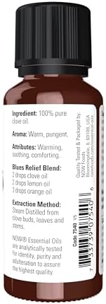 NOW Essential Oils, Clove Oil, Balancing Aromatherapy Scent, Steam Distilled, 100% Pure, Vegan, Child Resistant Cap, 1-Ounce