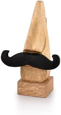 NIRMAN Display Stand Handmade Wooden Nose Shaped Spectacle Specs Eyeglass Holder Stand with Mustache (2" x 2" x 6")