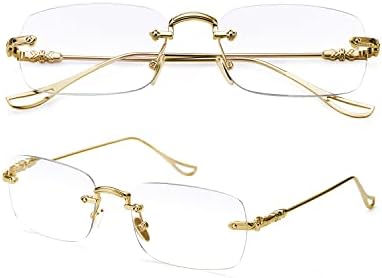 TERAISE Frameless Metal Reading Glasses for Men/Women Blue Light Blocking -Rimless Fashion Comfortable Computer Eyeglasses