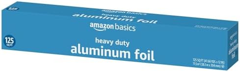 Amazon Basics Heavy Duty Aluminum Foil for Cooking, Grilling, Food Storage, Roasting, 125 Sq Ft, Pack of 2