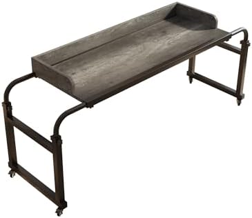 TigerDad Overbed Desk with Wheels - King & Queen Bed Table - Laptop Table - Gray, QQ-950