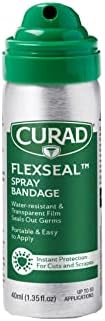 CURAD Flex Seal Spray Bandage, Water Resistant, Transparent, Ideal for Cuts and Scrapes, Quick Wound Care Solution, 40 mL, 1EA