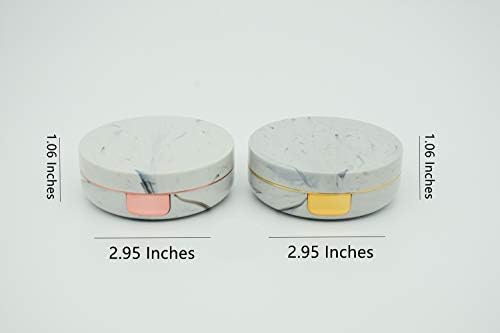2 Pack Marble Contact Lens Case All-in-One Travel Contact container Soak Storage Kit(Rose Gold + Gold)