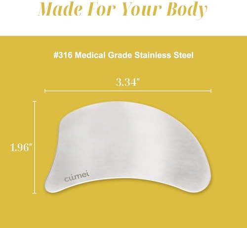 SHUHU Stainless Steel Gua Sha Facial Tool for Face & Body – Jawline Sculptor & Puffiness Relief – Face Massage Tool for Lymphatic Drainage, Tension & Muscle Relief, with Travel Pouch