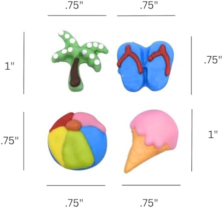 Oasis Supply Edible Beach Cake/Cupcake Toppers – 15 Ct Royal Icing Set with Ice Cream, Palm Trees, Sandals & Beach Balls