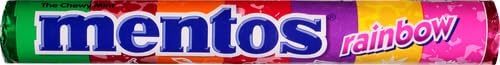 MENTOS CHEWY MINT CANDY ROLL, RAINBOW, NON MELTING, 1.32 OUNCE/14 PIECES