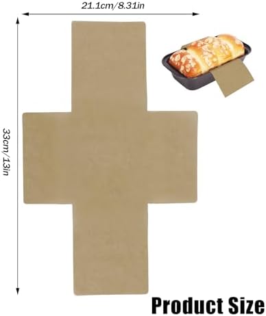 100pcs Loaf Pan Liners, 33x21.1cm/13x8.31 Inch Cross-Shaped Disposable Bread Pan Liners Non-Stick Silicone Oil Parchment Paper for Baking Bread, Toast, Cakes, Cookies & Sourdough (Brown)