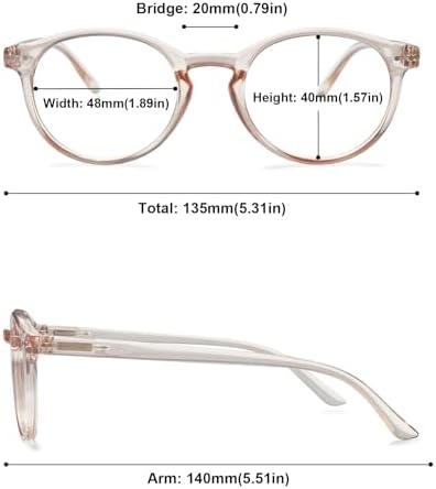 Blue Light Blocking Reading Glasses Spring Hinges Round Eyeglasses Computer Readers for Women