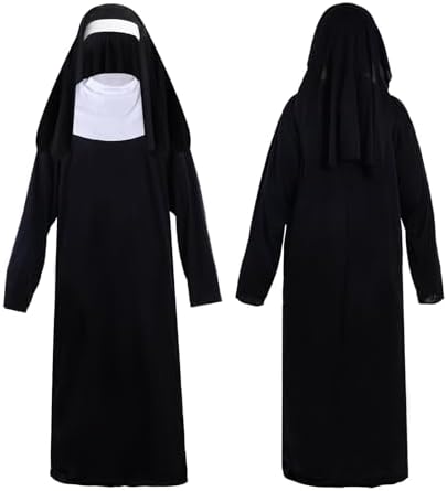 Nun Costumes for Women - Nun Outfit with Headpiece for Cosplay & Party Dress Up (2 Pcs)